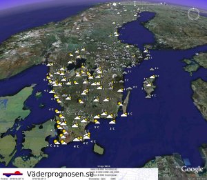 Väderprognosen.se i Google Earth